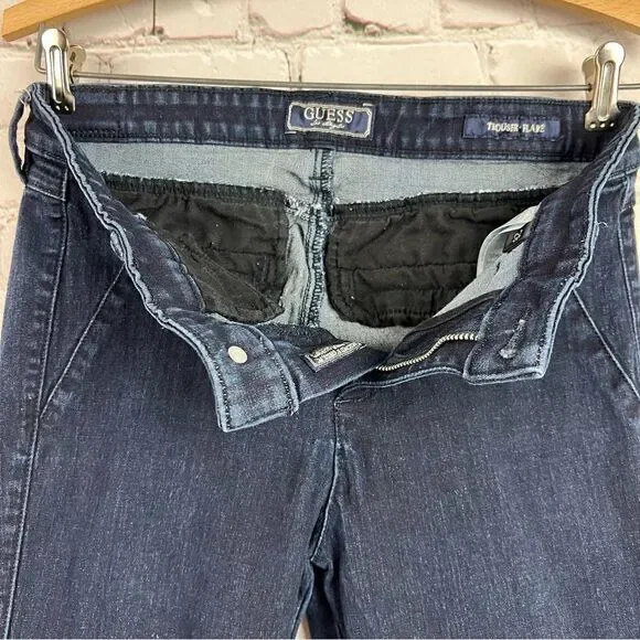 Guess Mid-Rise Flare Trouser Style Dark Wash Denim Jeans 28 - Picture 7 of 11
